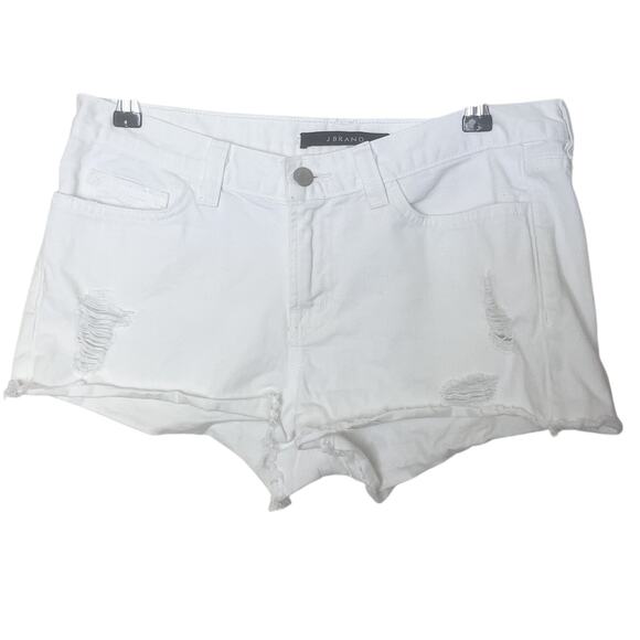 J BRAND White Distressed Cut Off Denim Shorts Women’s Sz 28 Vixen White - Picture 1 of 8